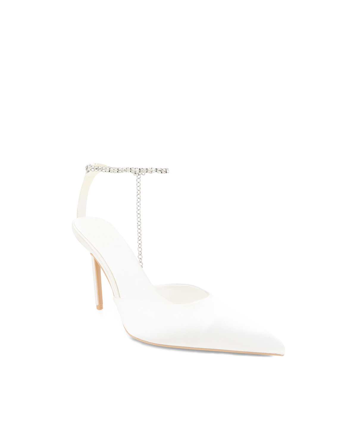 DUTCH - WHITE SATIN-SILVER DIAMANTE-PUMPS-Billini-Billini