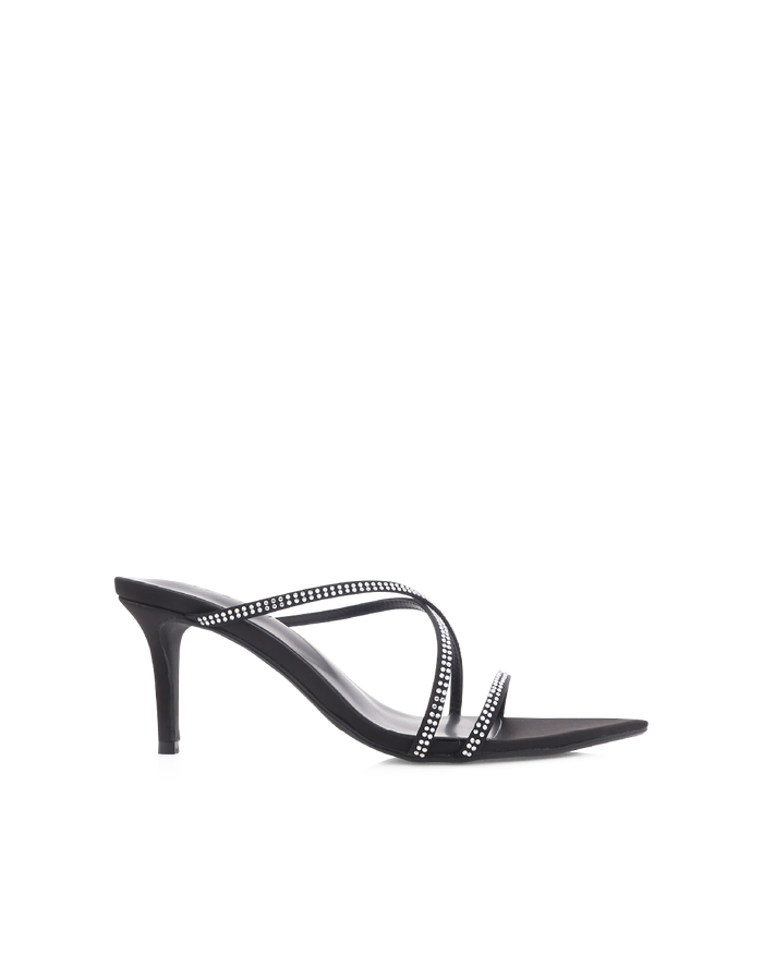 EFFY - BLACK SATIN-DIAMANTE-Heels-Billini-Billini