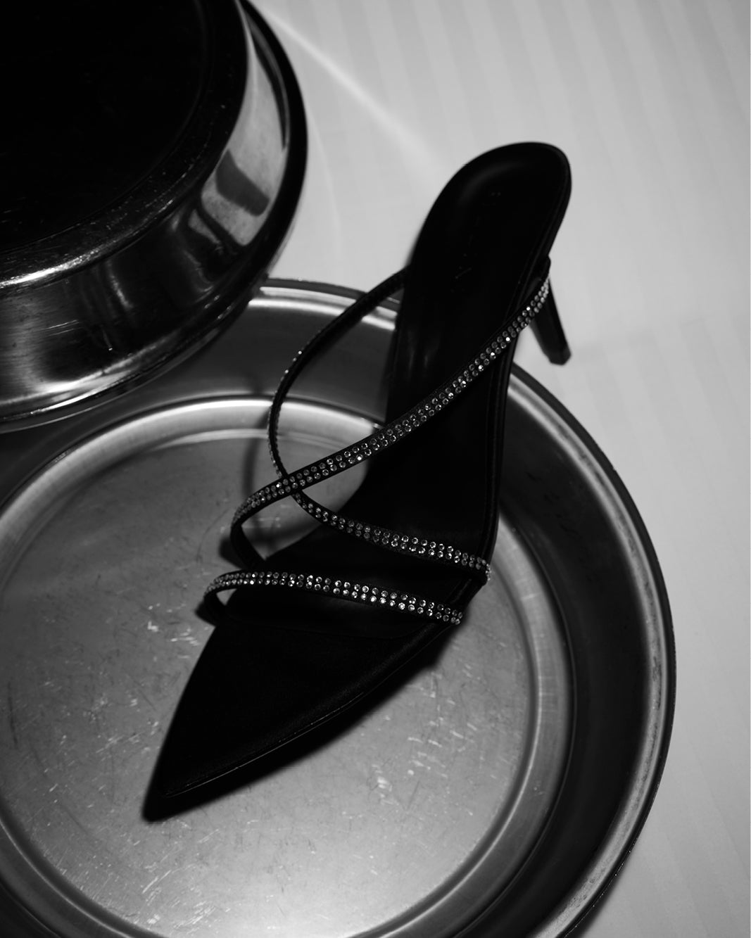 EFFY - BLACK SATIN-DIAMANTE-Heels-Billini-Billini