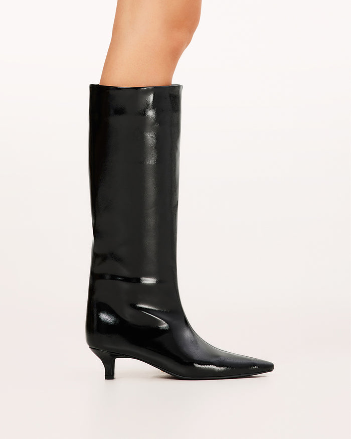 ELSPETH - BLACK CRINKLE PATENT-Boots-Billini-Billini