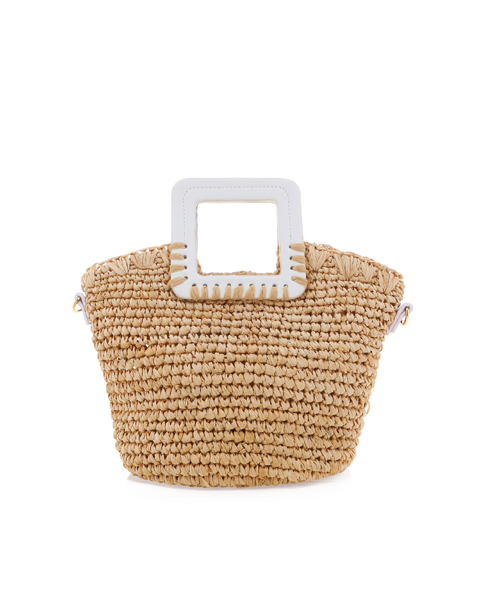EVIE HANDLE BAG - NATURAL RAFFIA-WHITE-Handbags-Billini-Billini