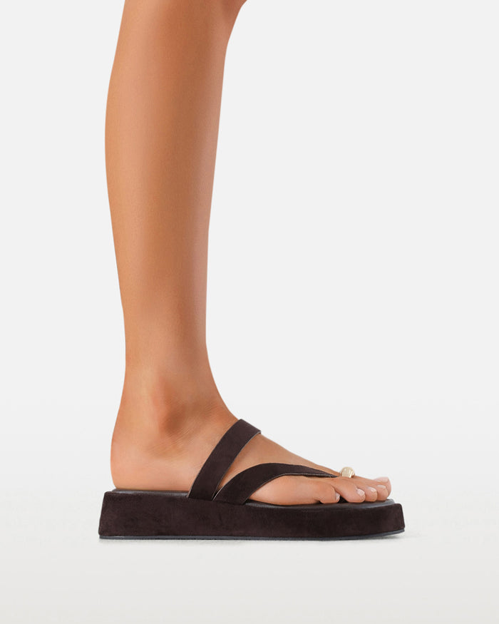 FELICIA - DARK CHOCOLATE SUEDE-Sandals-Billini-Billini