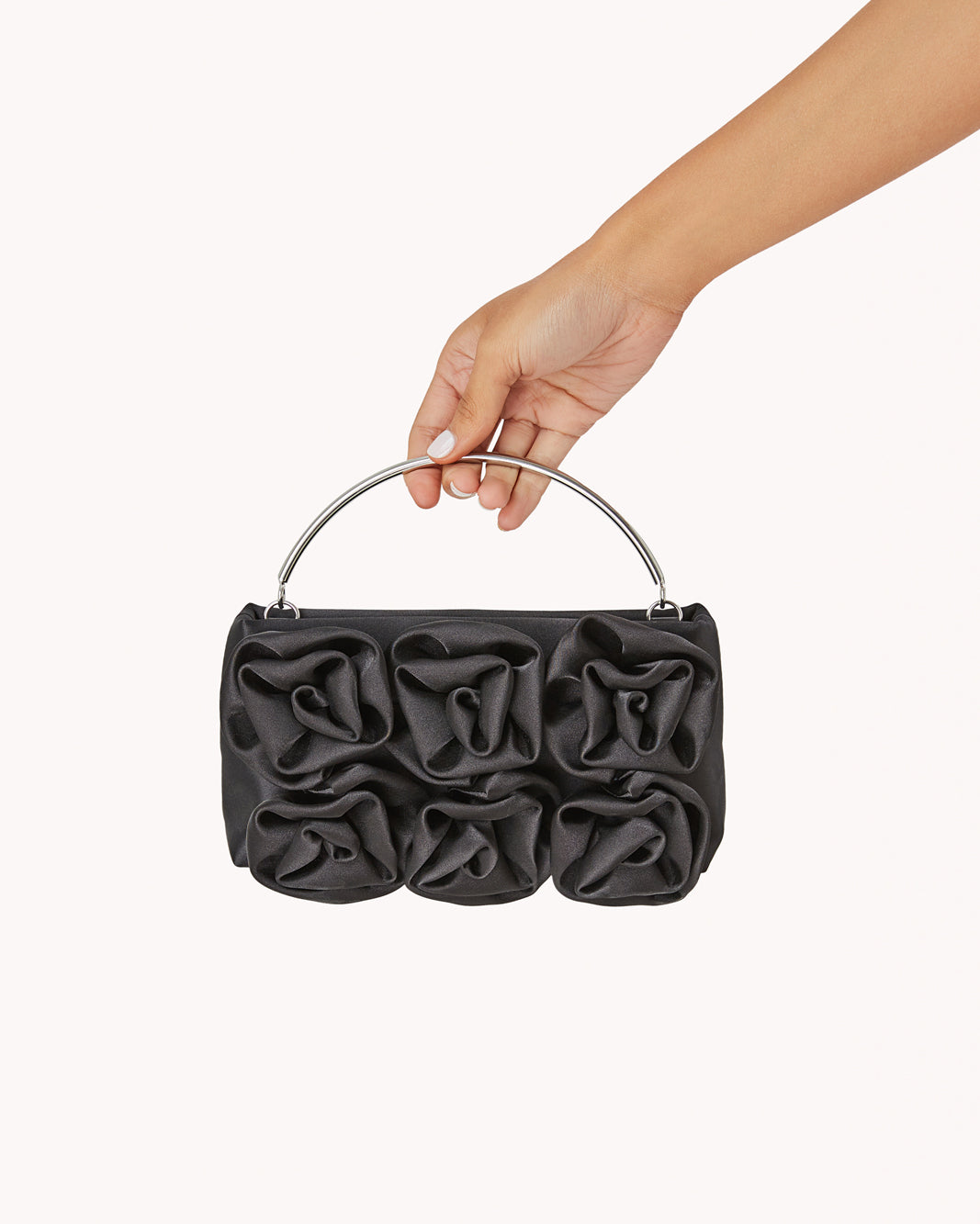 FLORA HANDLE BAG - BLACK SATIN-Handbags-Billini-O/S-Billini
