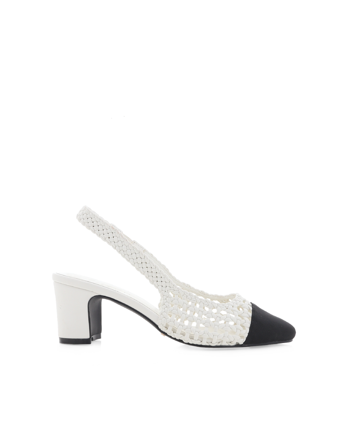 FLORIS - WHITE-BLACK GROSGRAIN-PUMPS-Billini-Billini