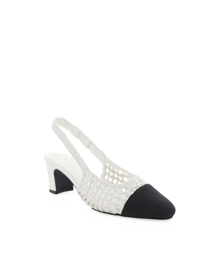 FLORIS - WHITE-BLACK GROSGRAIN-PUMPS-Billini-Billini