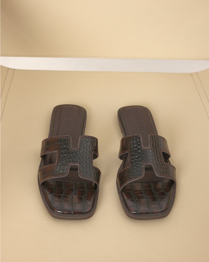 GORDY - DARK CACAO CROC-Sandals-Billini-Billini