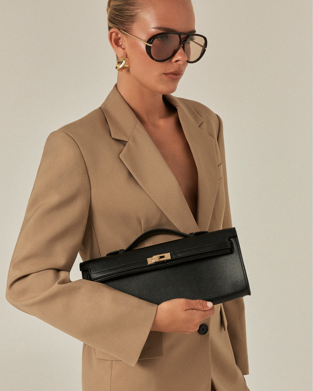 HADLEY HANDLE BAG - BLACK SAFFIANO-Handbags-Billini-Billini