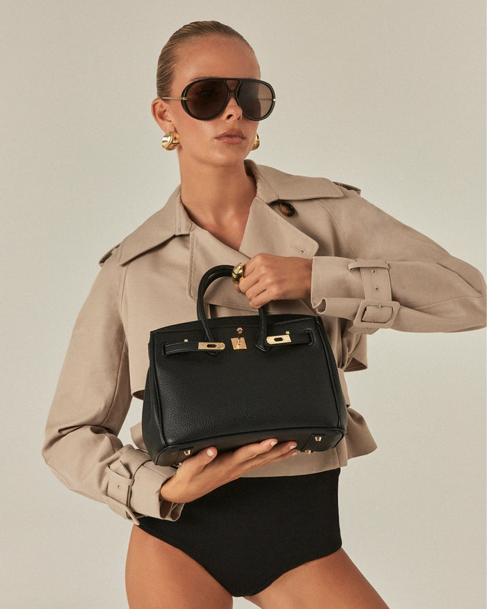 HAMPTON HANDLE BAG - BLACK PEBBLE-Handbags-Billini-Billini
