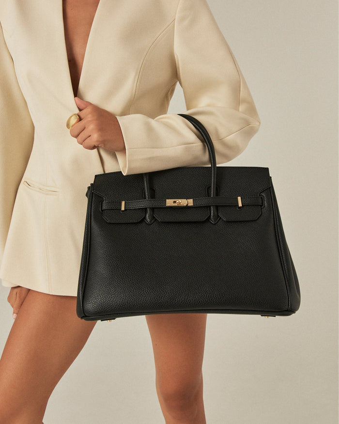 HAMPTON LARGE BAG - BLACK PEBBLE-Handbags-Billini-Billini