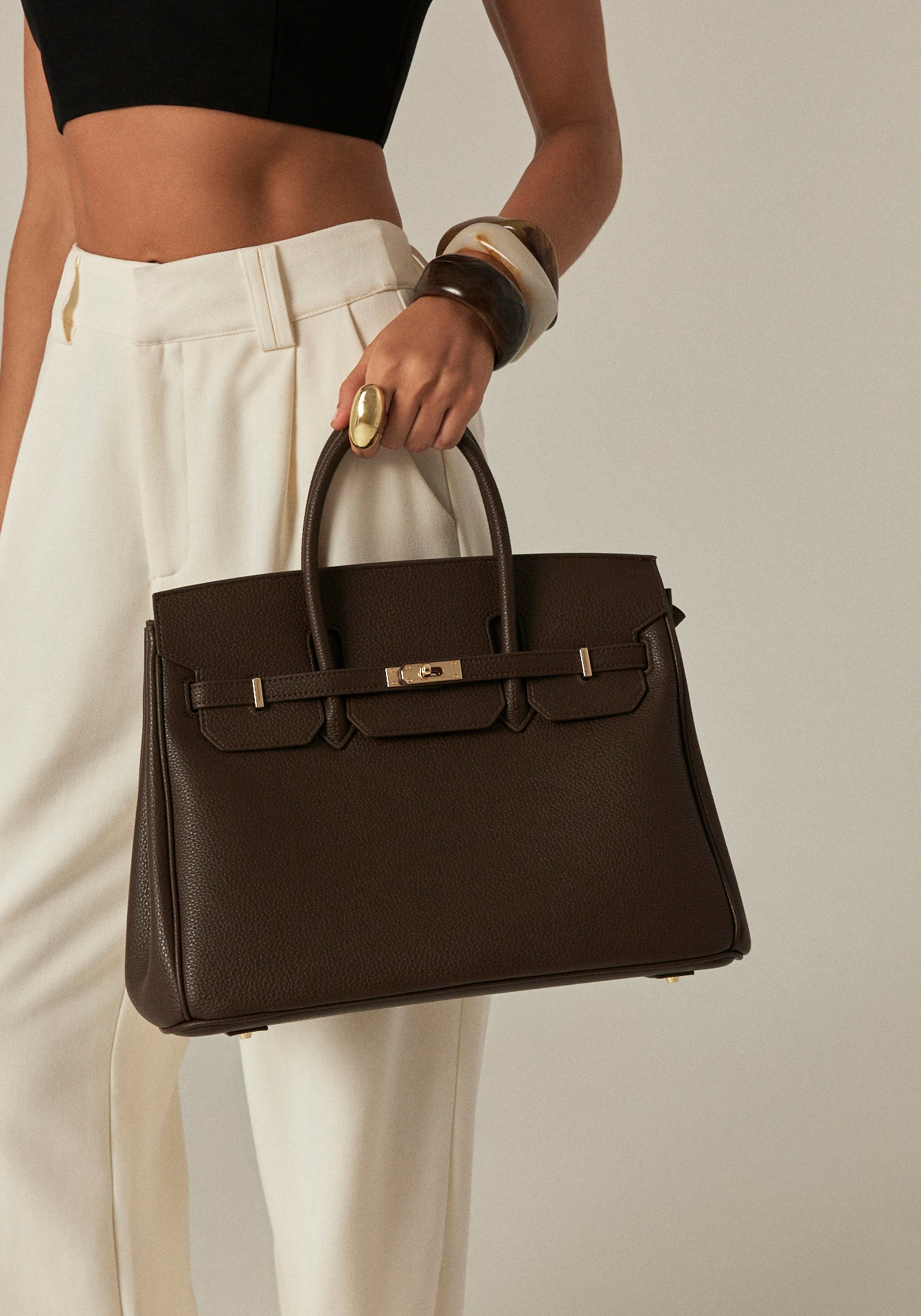 HAMPTON LARGE BAG - CHOCOLATE PEBBLE-Handbags-Billini-Billini