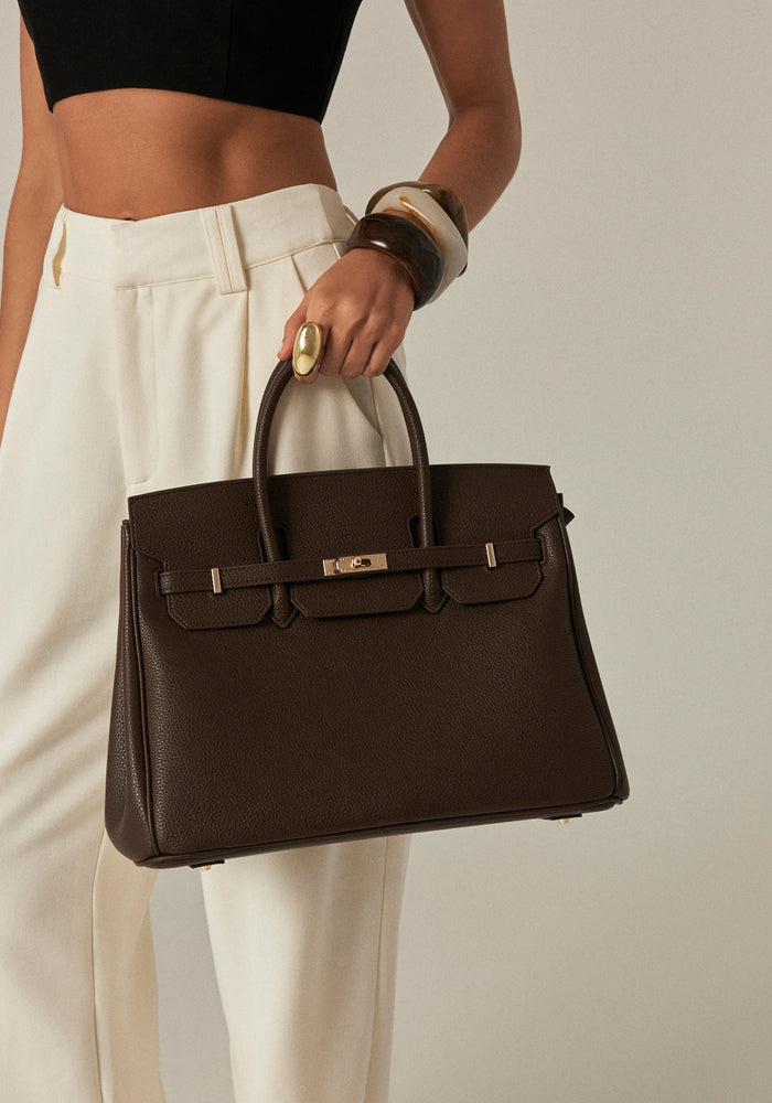 HAMPTON LARGE BAG - CHOCOLATE PEBBLE-Handbags-Billini-Billini