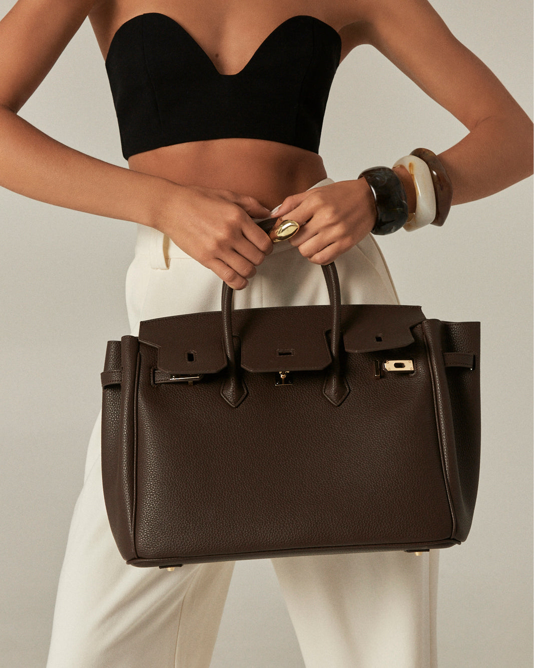 HAMPTON LARGE BAG - CHOCOLATE PEBBLE-Handbags-Billini-Billini