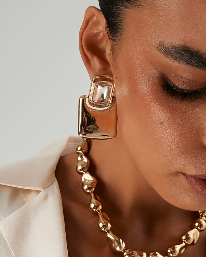 HANNAH EARRINGS - GOLD-DIAMANTE-JEWELLERY-Billini-Billini