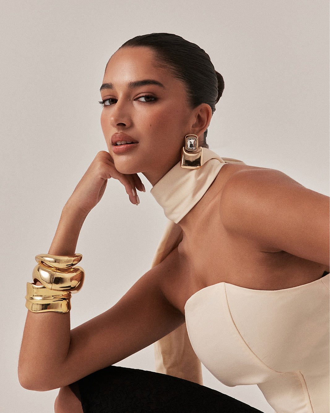 HANNAH EARRINGS - GOLD-DIAMANTE-JEWELLERY-Billini-Billini