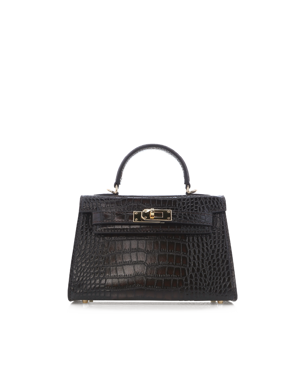 HARIETTE HANDLE BAG - DARK CACAO CROC-Handbags-Billini-Billini