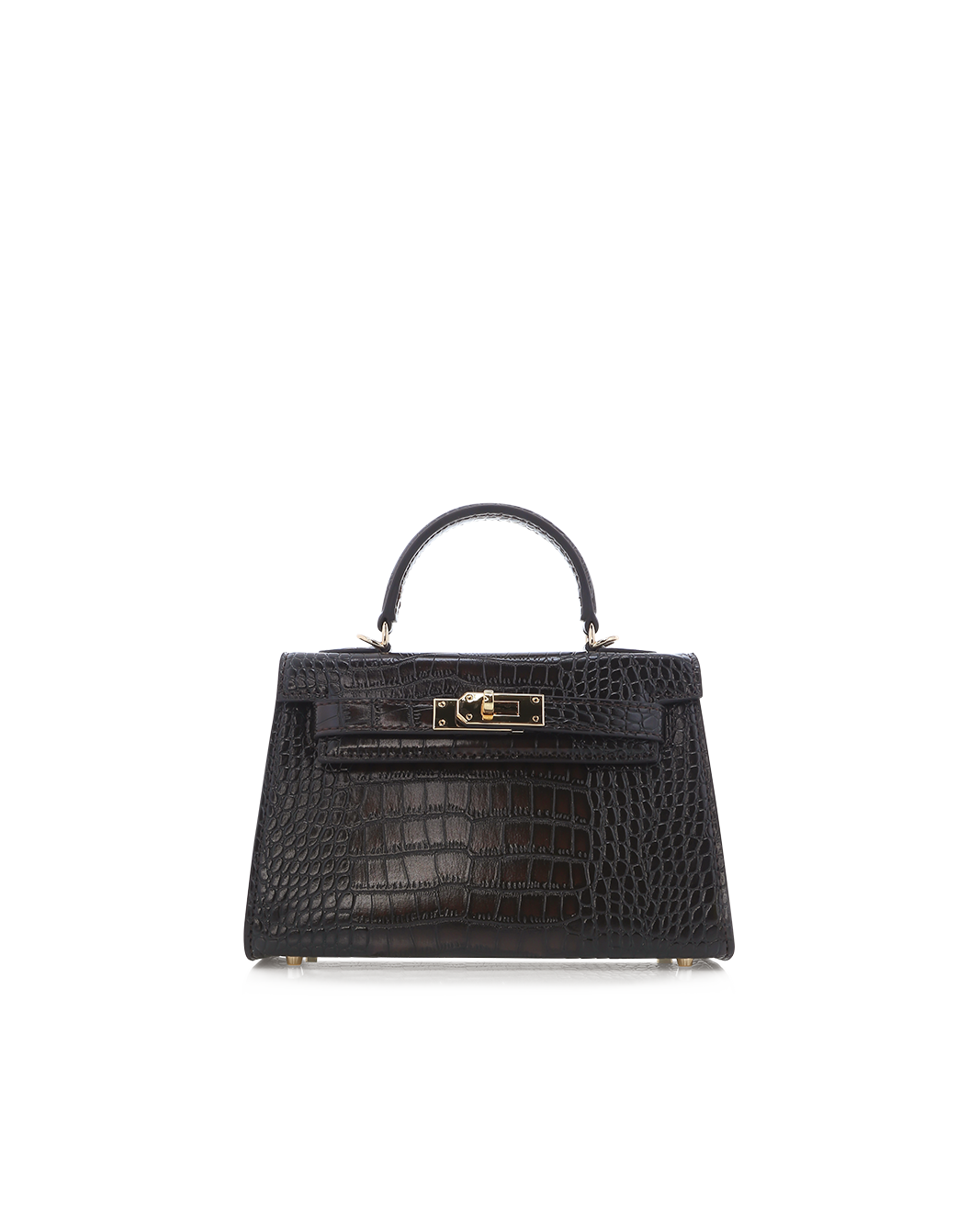 HARIETTE HANDLE BAG - DARK CACAO CROC-Handbags-Billini-Billini