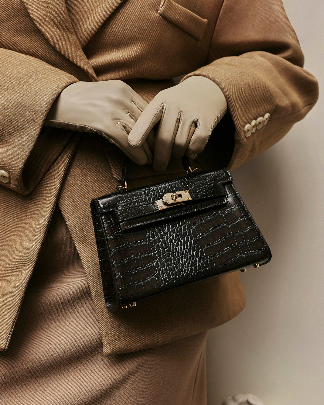 HARIETTE HANDLE BAG - DARK CACAO CROC-Handbags-Billini-Billini