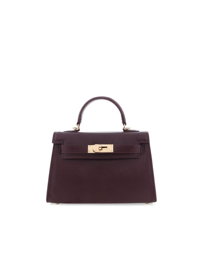 HARIETTE HANDLE BAG - MERLOT SAFFIANO-Handbags-Billini-Billini