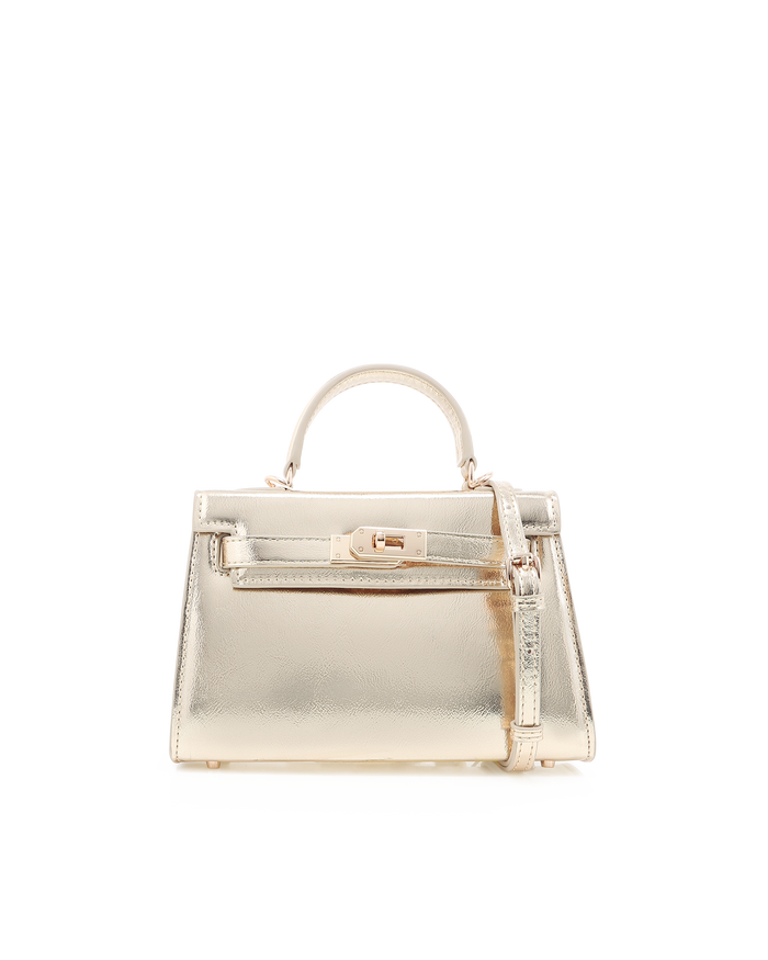 HARIETTE HANDLE BAG - GOLD METALLIC-Handbags-Billini-Billini