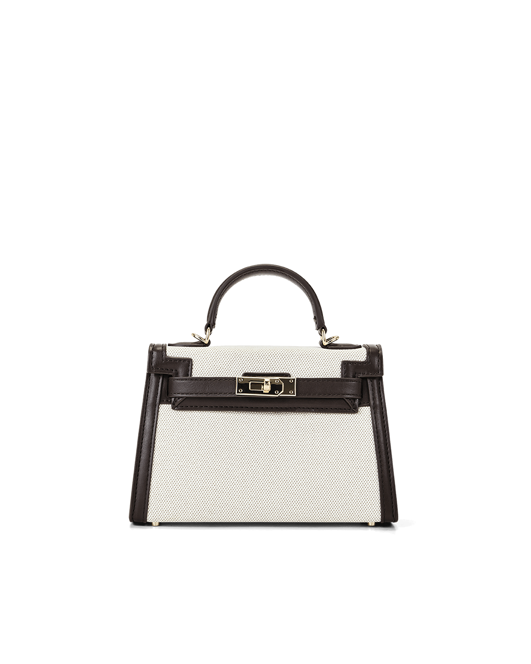 HARIETTE HANDLE BAG - NATURAL LINEN-CHOCOLATE-Handbags-Billini-Billini