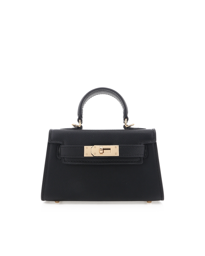 HARIETTE MINI HANDLE BAG - BLACK SAFFIANO-Handbags-Billini-Billini