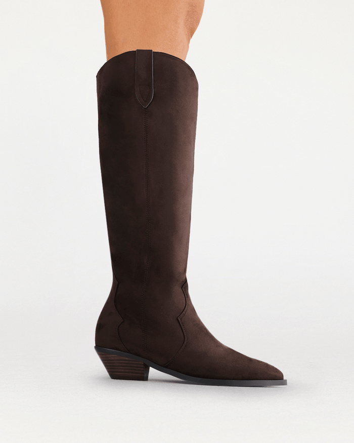 HELIX EXTENDED CURVE - DARK CACAO SUEDE-Boots-Billini-Billini