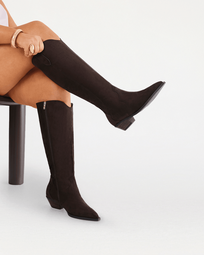 HELIX EXTENDED CURVE - DARK CACAO SUEDE-Boots-Billini-Billini