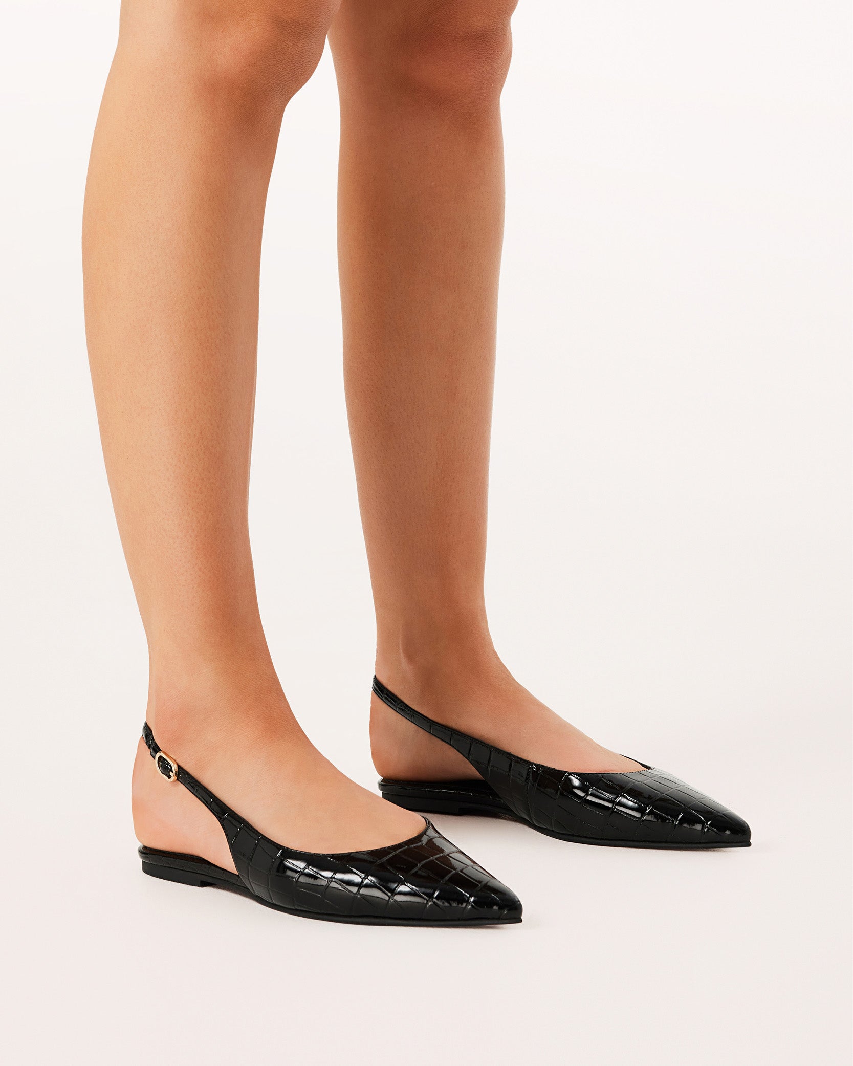 HENNA - BLACK PATENT CROC-Flats-Billini-Billini