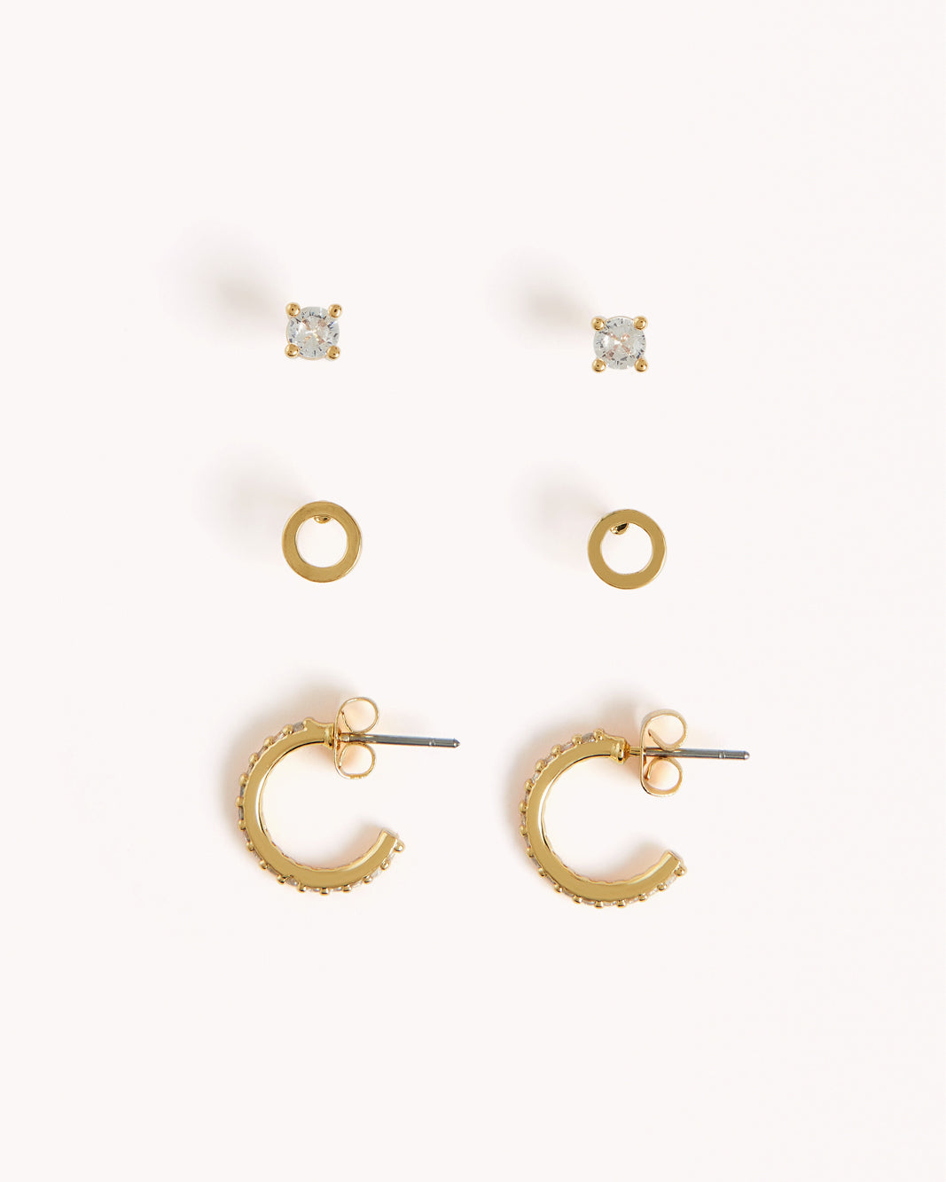 INITIAL 3 PACK EARRINGS - GOLD PLATED 18K-JEWELLERY-Billini-Billini