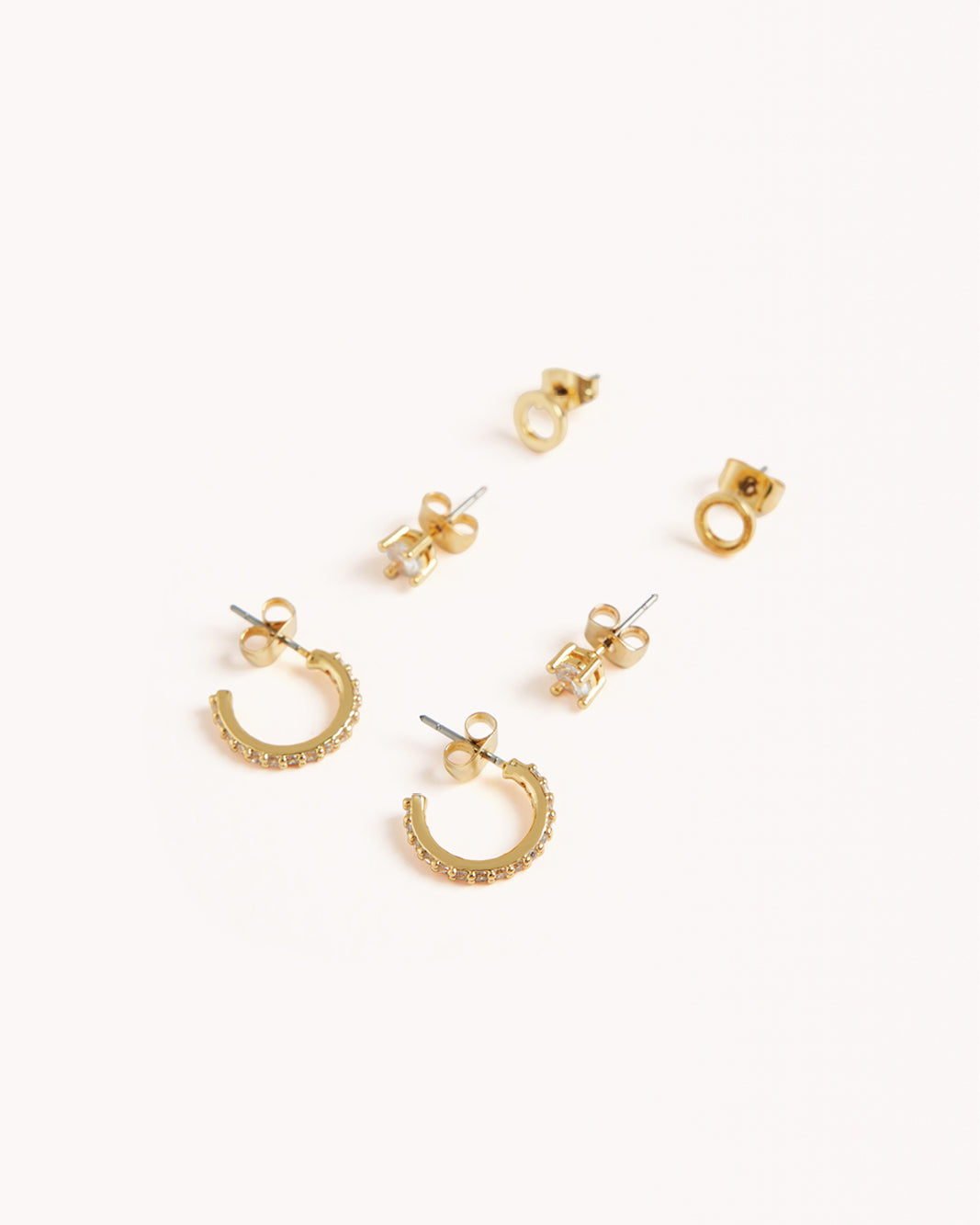 INITIAL 3 PACK EARRINGS - GOLD PLATED 18K-JEWELLERY-Billini-Billini