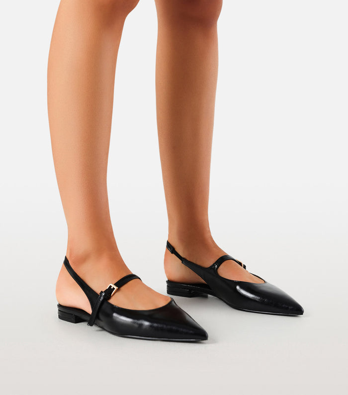 ISABELLA - BLACK SHINE-Flats-Billini-Billini