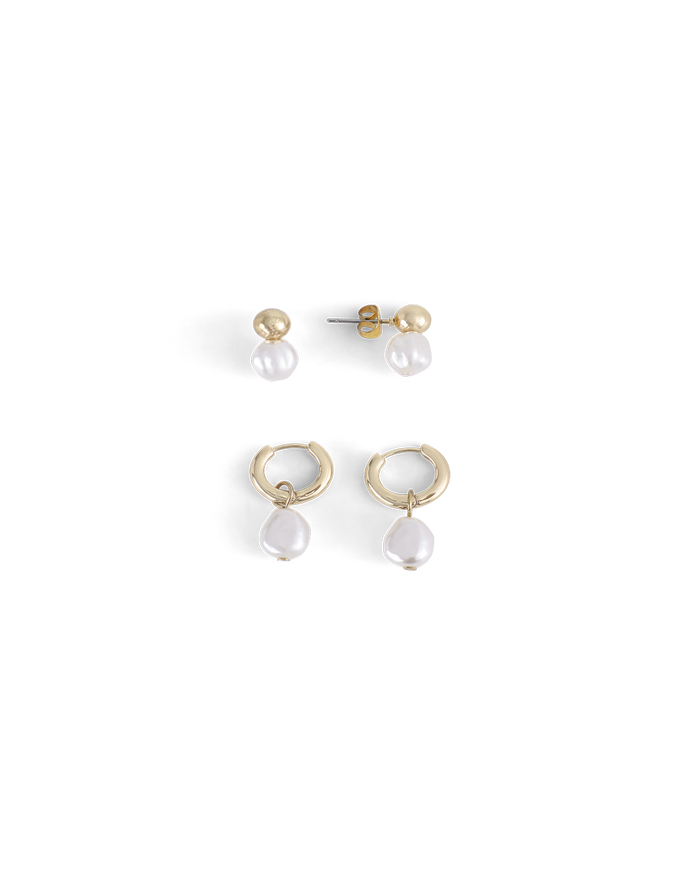 IVY EARRING 2 PACK - GOLD-PEARL-JEWELLERY-Billini-Billini