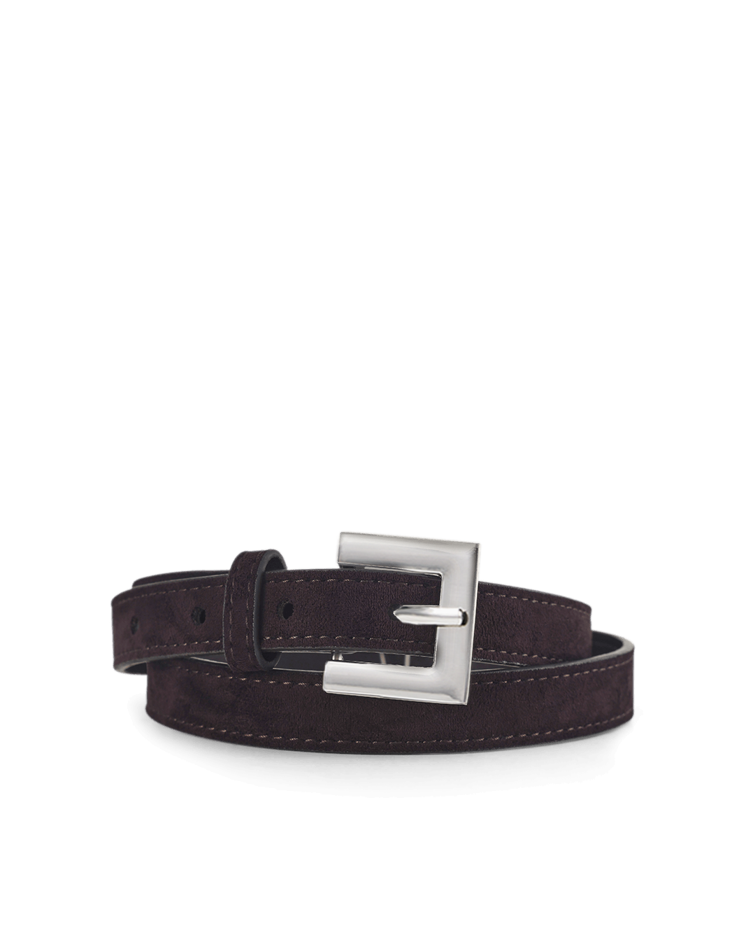 JORDAN BELT - DARK CHOCOLATE SUEDE-SILVER-BELTS-Billini-Billini