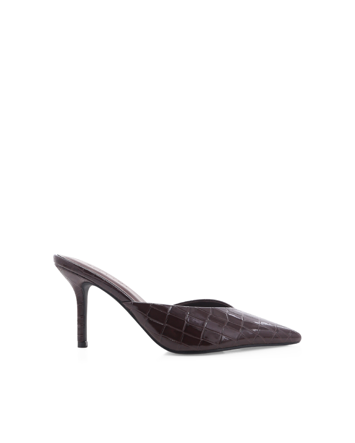 KAREY - DARK CACAO PATENT CROC-PUMPS-Billini-Billini