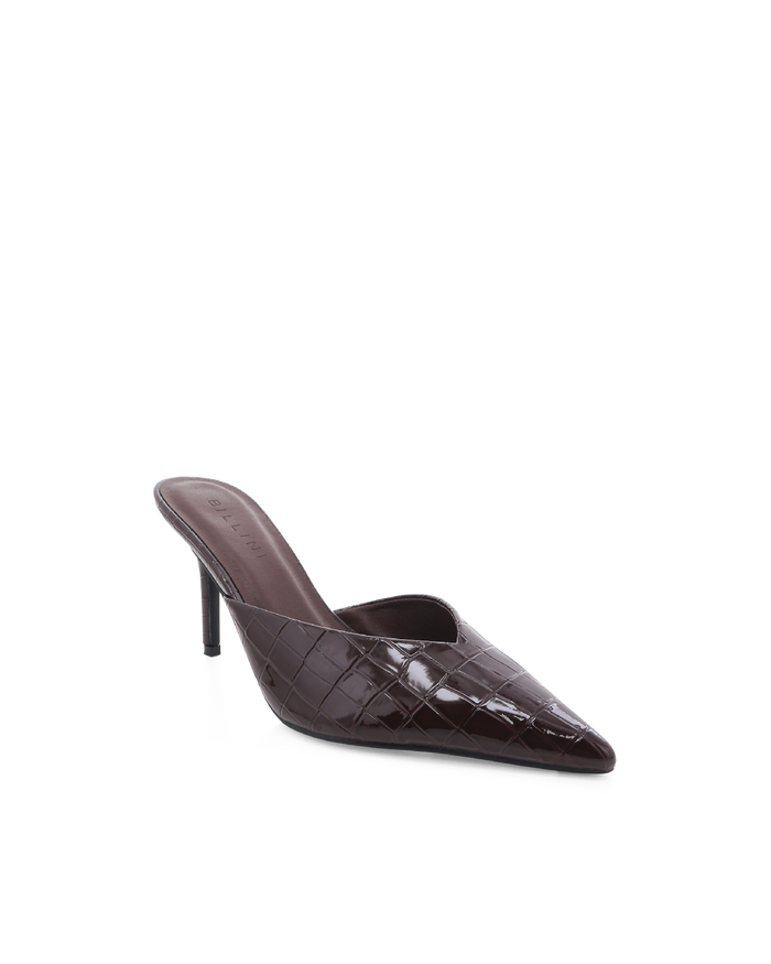 KAREY - DARK CACAO PATENT CROC-PUMPS-Billini-Billini