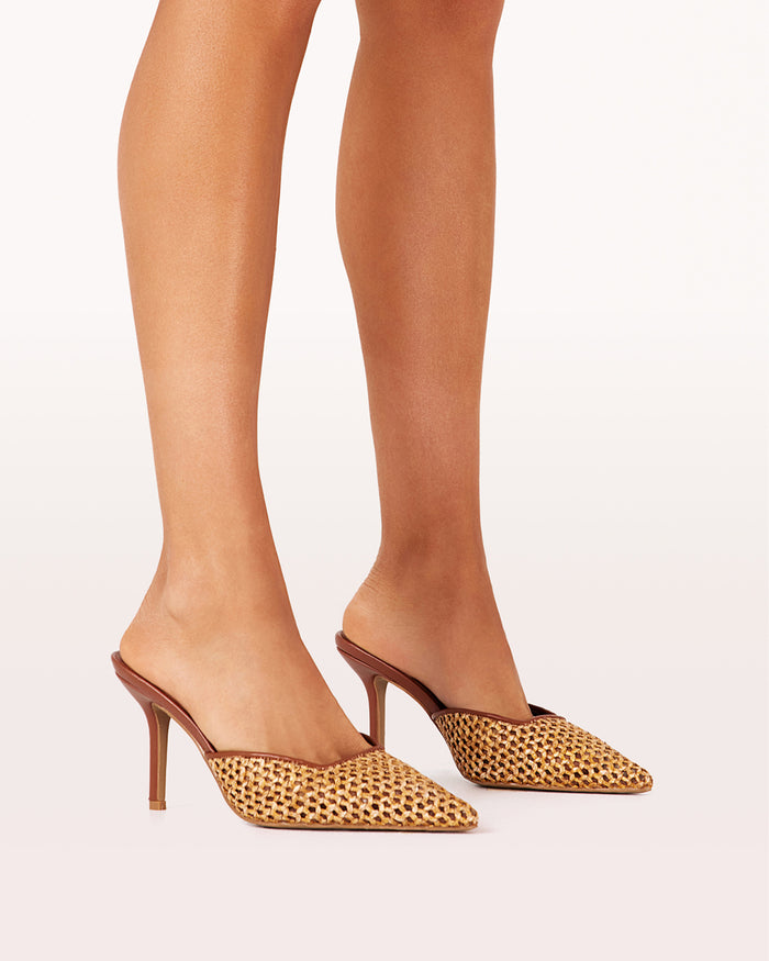 KIKO - DARK TAN-NATURAL RAFFIA-PUMPS-Billini-Billini