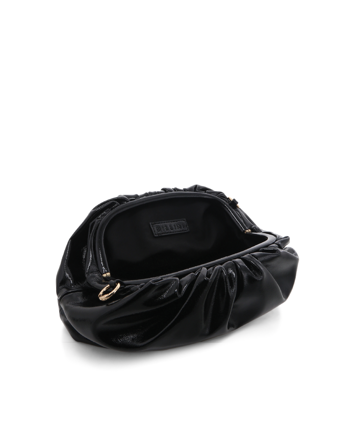 KYLA CLUTCH BAG - BLACK CRINKLE PATENT-Handbags-Billini-Billini