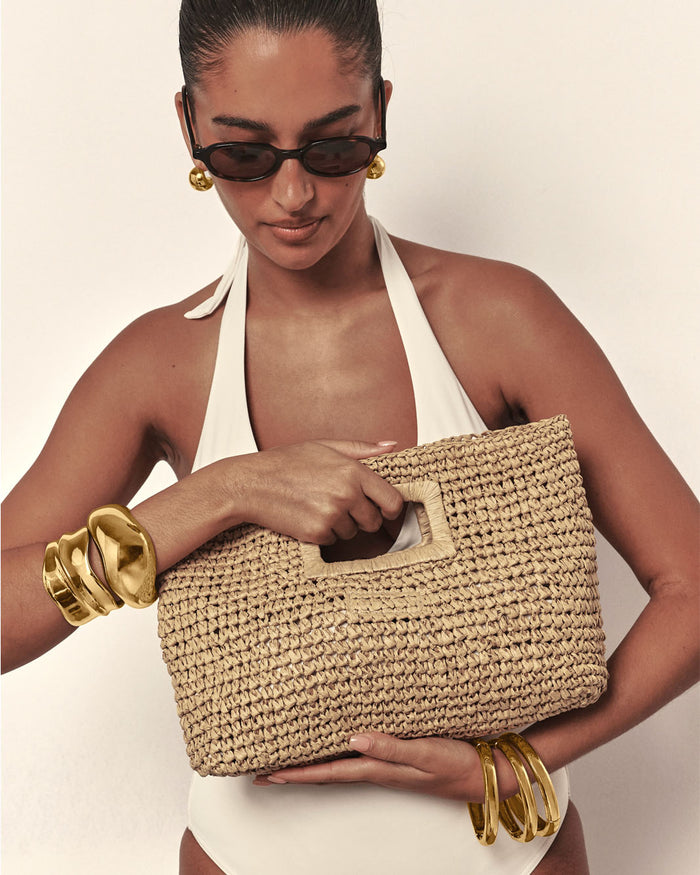 LEAH HANDLE BAG - NATURAL RAFFIA-Handbags-Billini-Billini