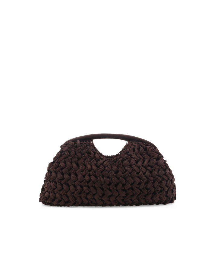 LENA CLUTCH BAG - CHOCOLATE RAFFIA-Handbags-Billini-Billini
