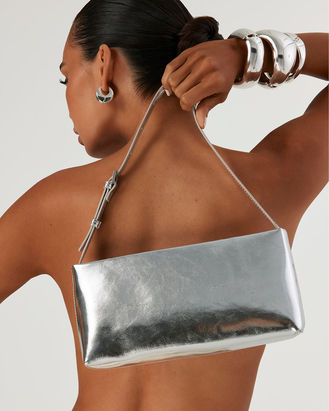 LIVIA SHOULDER BAG - SILVER METALLIC-Handbags-Billini-Billini
