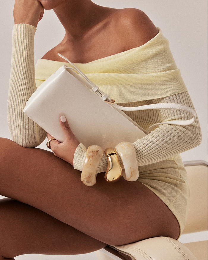 LIVIA SHOULDER BAG - WHITE SHINE-Handbags-Billini-Billini