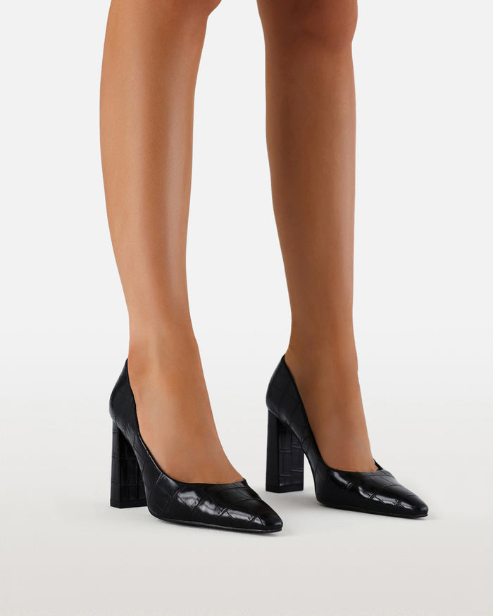 LYDIA - BLACK CROC-PUMPS-Billini-Billini