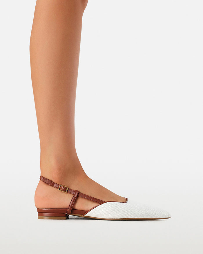 MAGGIE - CREAM LINEN-TAN-Flats-Billini-Billini