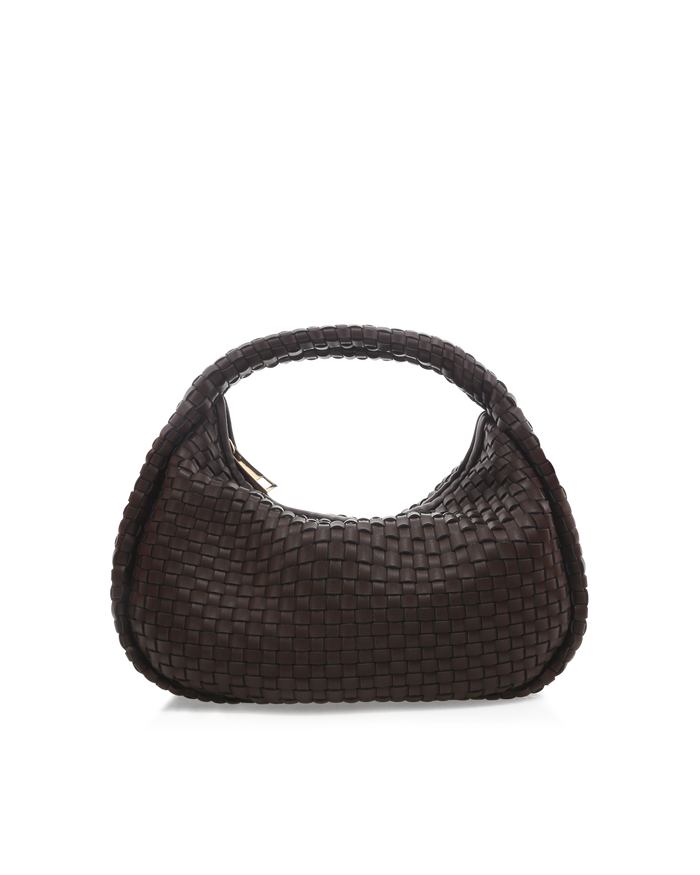MAISIE WOVEN HANDLE BAG - CHOCOLATE-Handbags-Billini-Billini