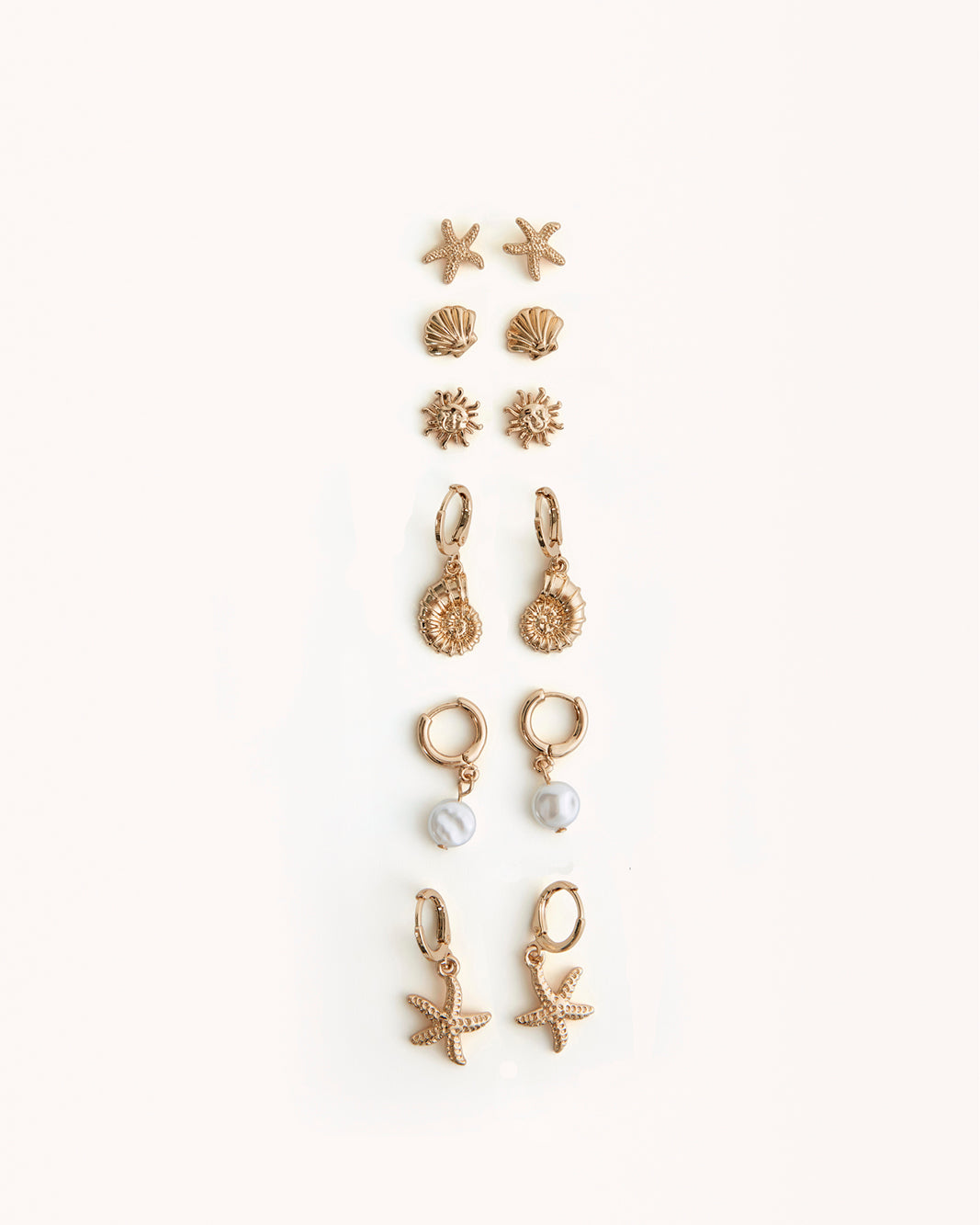 MARGOT 6 PACK EARRINGS - GOLD PLATED 18K-JEWELLERY-Billini-Billini