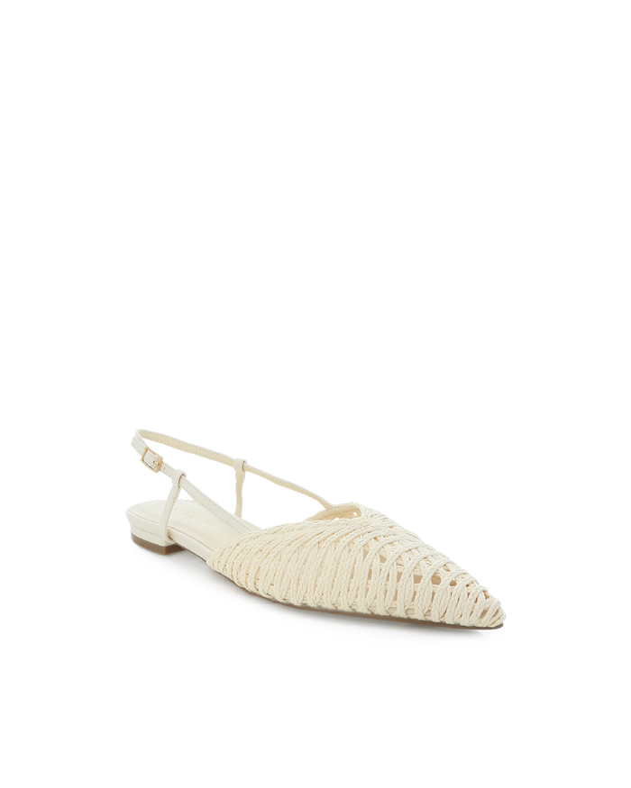 MAZE - IVORY RAFFIA WEAVE-Flats-Billini-Billini