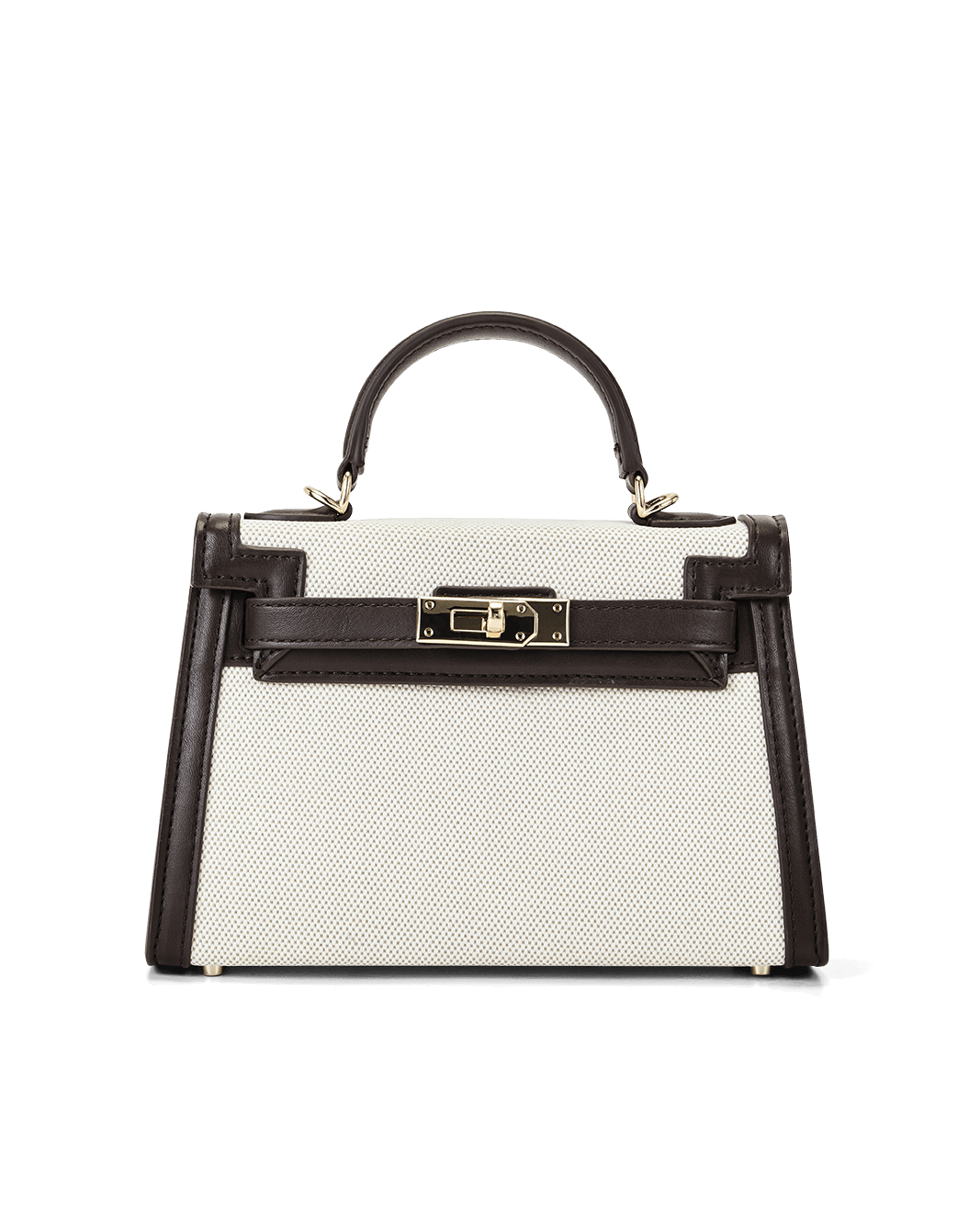 HARIETTE HANDLE BAG - NATURAL LINEN-CHOCOLATE-Handbags-Billini-Billini