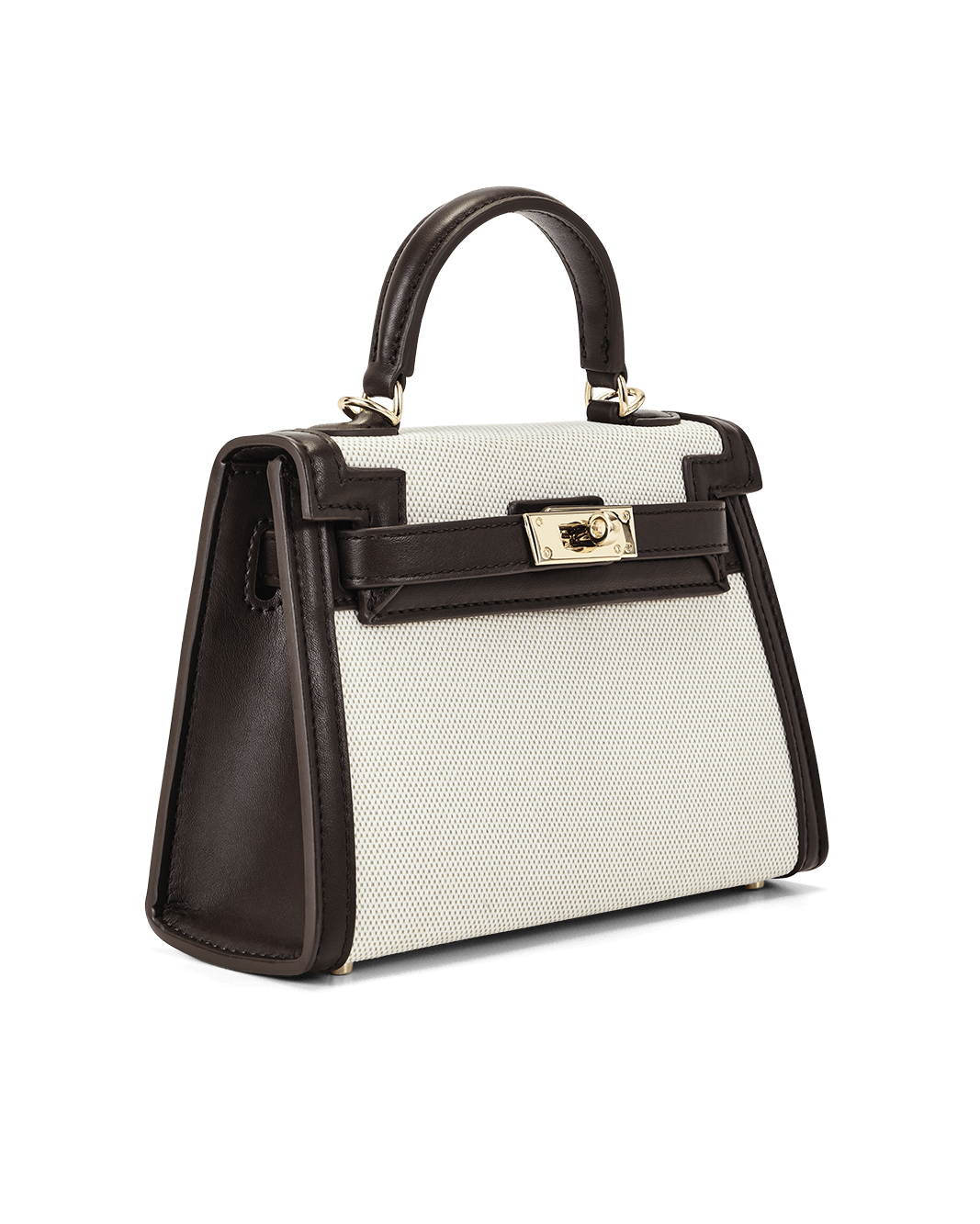 HARIETTE HANDLE BAG - NATURAL LINEN-CHOCOLATE-Handbags-Billini-Billini