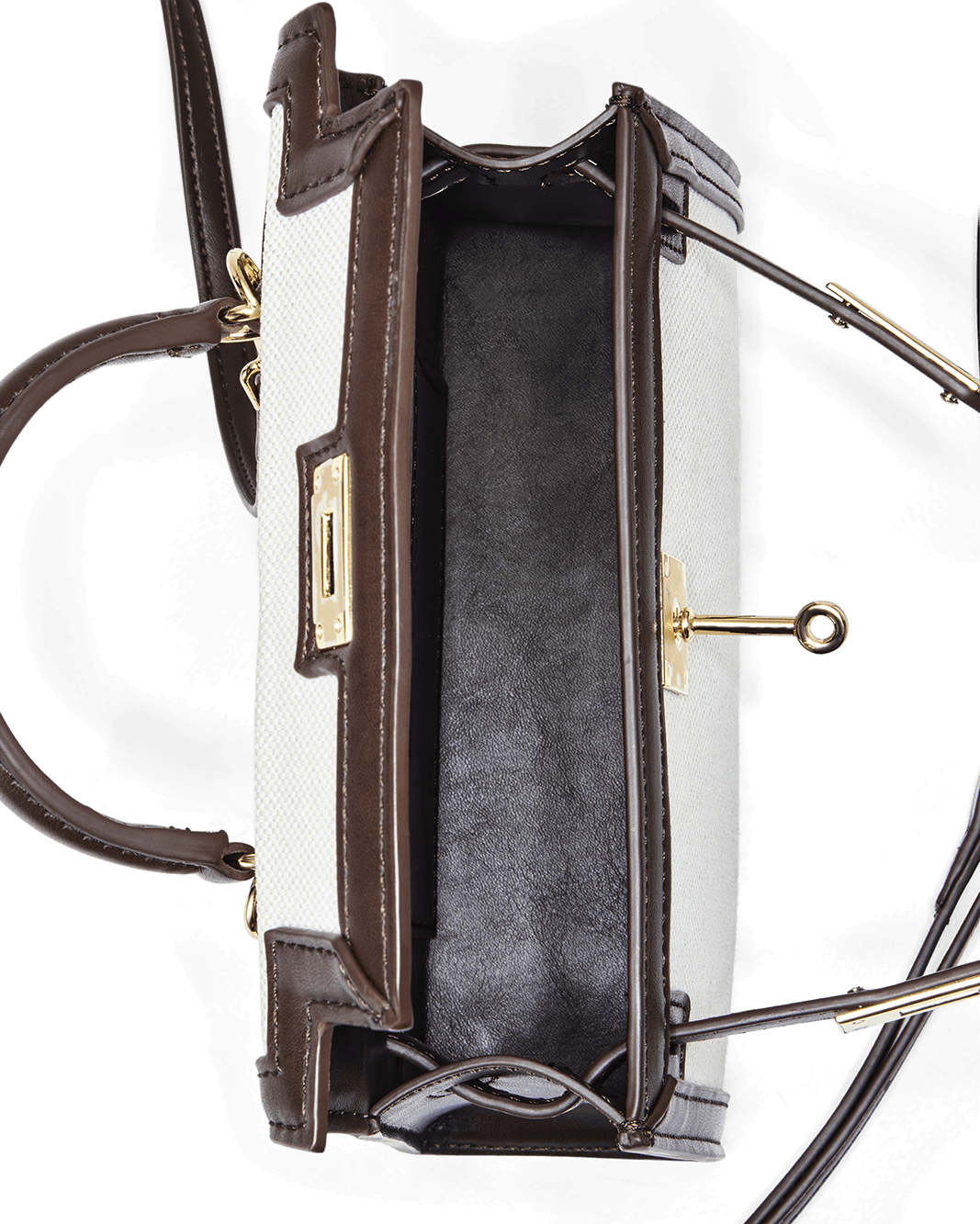 HARIETTE HANDLE BAG - NATURAL LINEN-CHOCOLATE-Handbags-Billini-Billini