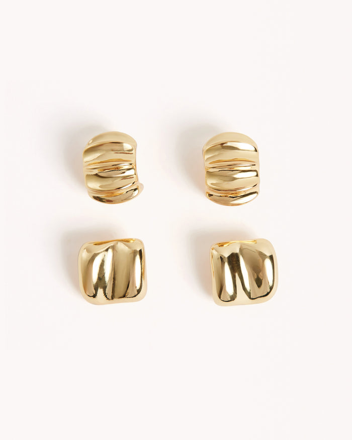 MIRIAM 2 PACK EARRINGS - GOLD PLATED 18K-JEWELLERY-Billini-Billini